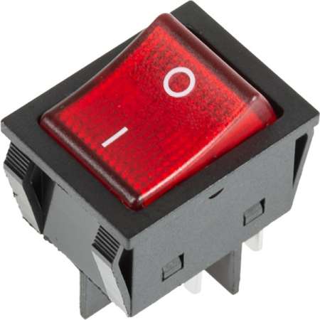 36-2346, Выключатель клавишный 250 V 30 А (4с) ON-OFF красный с подсветкой (упак. 10шт) фото