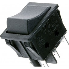 RS-202-6C1-B/B, Переключатель одноклавишный 2 х ON-ON (16A 250VAC) DPST 6P, черная клавиша