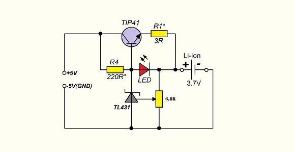 Схема и описание. Схема зарядного устройства для литий-ионных аккумуляторов и батарей.