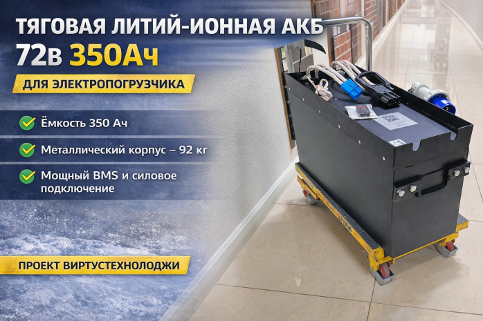 Тяговая литий-ионная АКБ для электропогрузчика 72 В 350 Ач