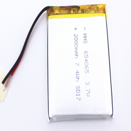 Li-pol аккумулятор 3,7V, 2000 mAh, 654065 