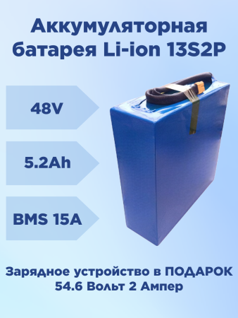 Аккумулятор для электровелосипеда 48V 5.2Ah (250 Вт*ч) Термоусадка VirtusTec + ЗУ Акция